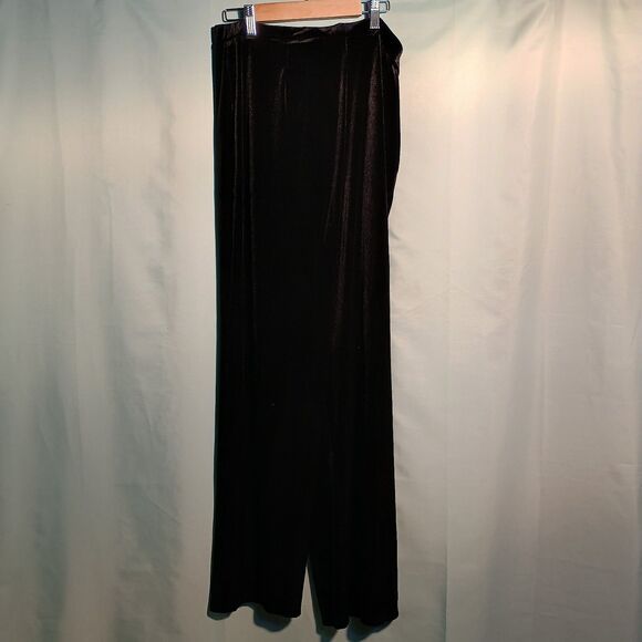 Women’s Black Velvet Wide Leg Pants – High Waist Dressy Trousers Size Medium - Picture 5 of 5